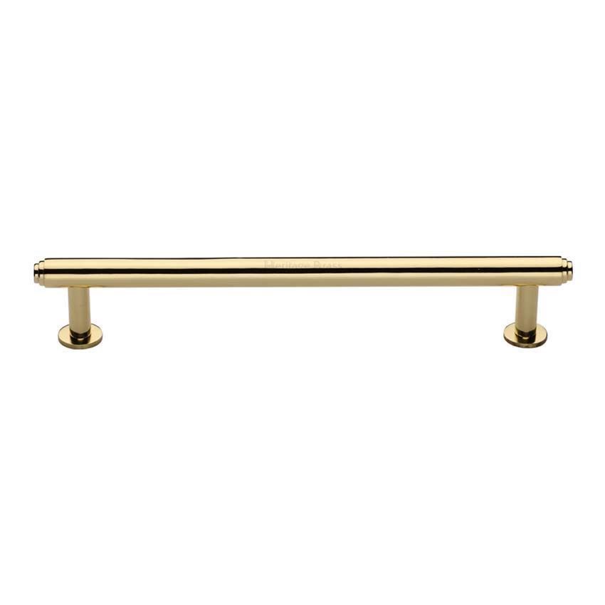 Step Cabinet Pull Handle on a Rose in a Polished Brass Finish - V4411-PB 