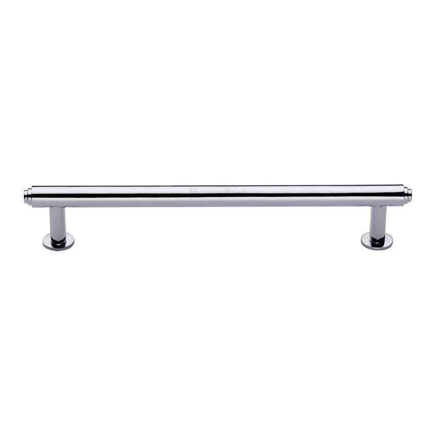 Step Cabinet Pull Handle on a Rose in a Polished Chrome Finish - V4411-PC