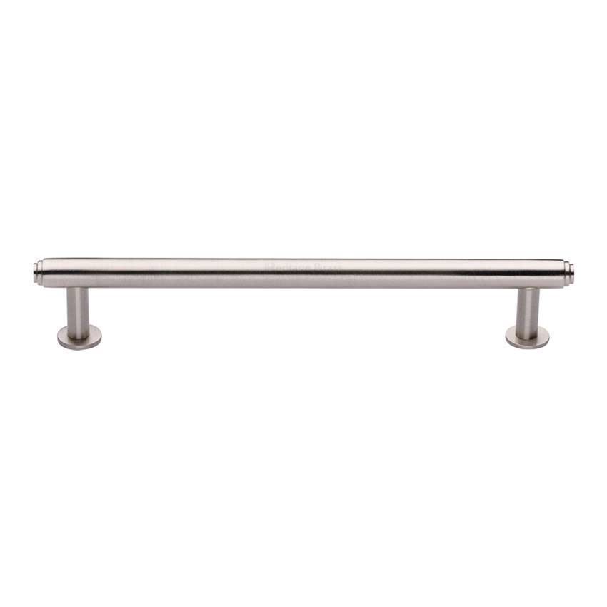 Step Cabinet Pull Handle on a Rose in a Satin Nickel Finish - V4411-SN 