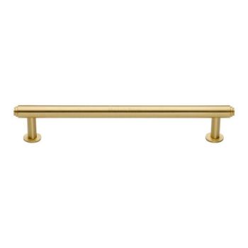 Step Cabinet Pull Handle on a Rose in a Satin Brass Finish - V4411-SB Step Cabinet Pull Handle on a Rose in a Satin Brass Finish - V4411-SB