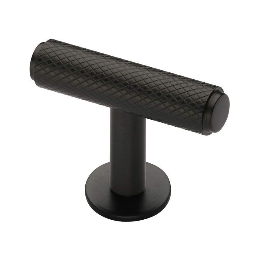 Knurled T-Bar Cabinet Knob in Matt Bronze on a Rose - C4416-MB