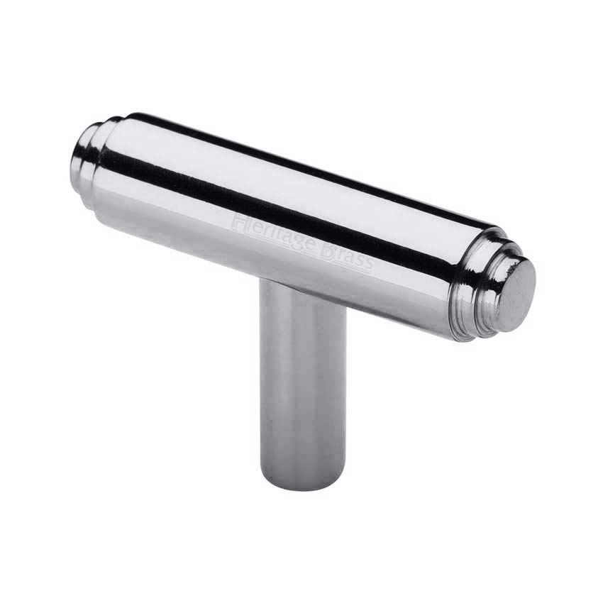 Stepped T-Bar Cabinet Knob in Polished Chrome - C4445-PC