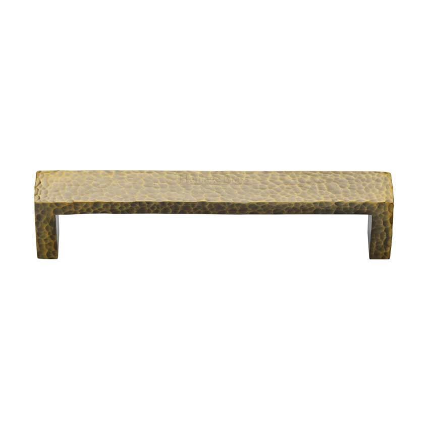 Hammered Wide Metro Cabinet Pull Handle in Antique Brass - C4525-AT