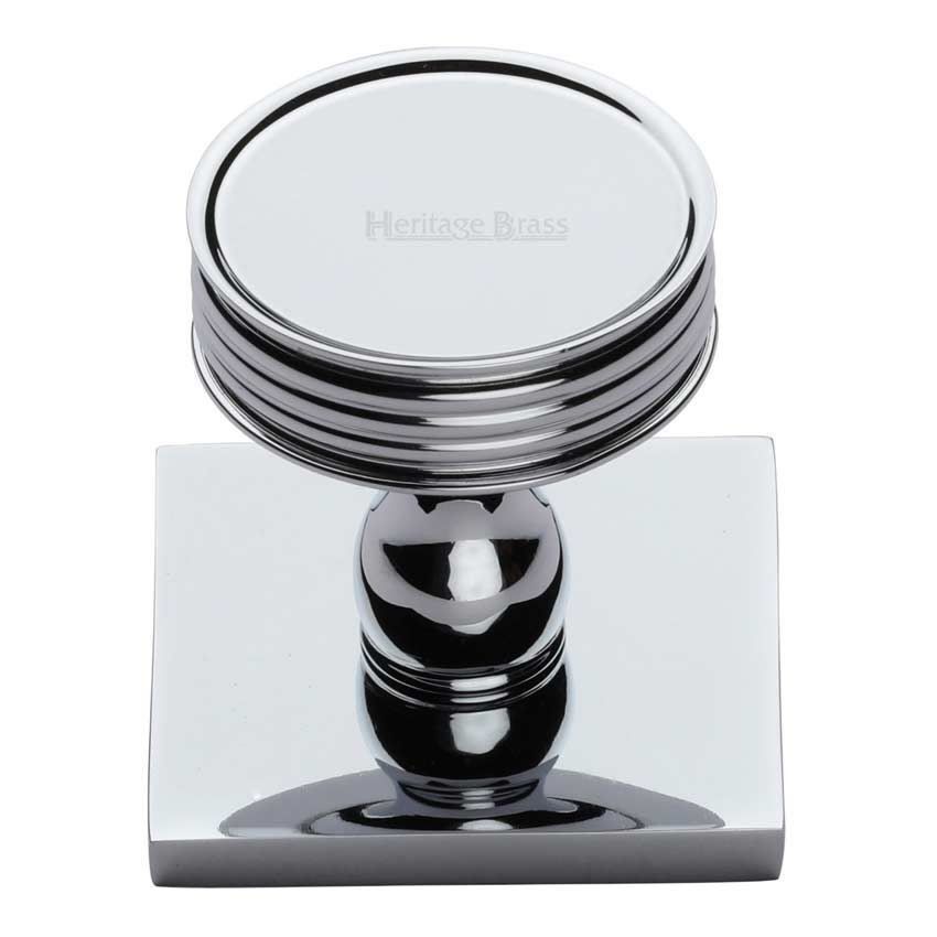 Venetian Design Cabinet Knob on a Backplate in Polished Chrome - SQ4547-PC 