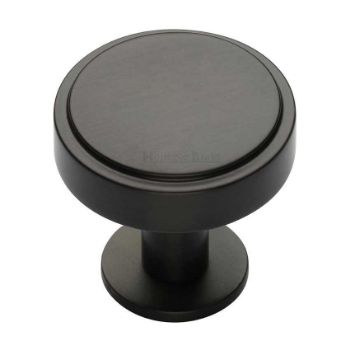 Stepped Disc Cabinet Knob on a Rose in Matt Bronze - C3954-MB Stepped Disc Cabinet Knob on a Rose in Matt Bronze - C3954-MB