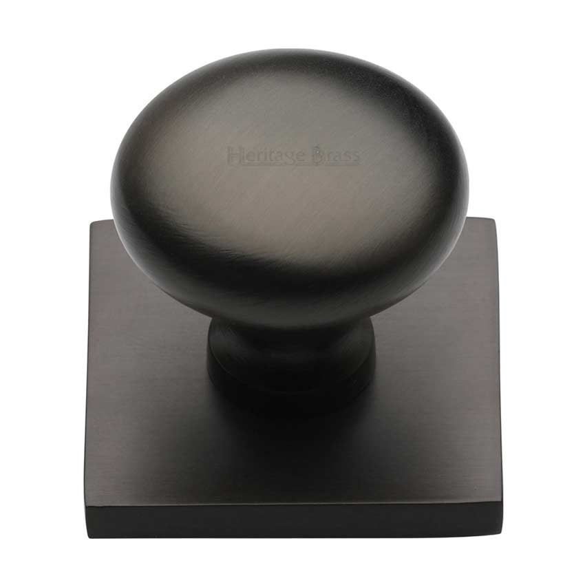 Victorian Round Design Cabinet Knob on a Backplate in Matt Bronze Finish - SQ113-MB 