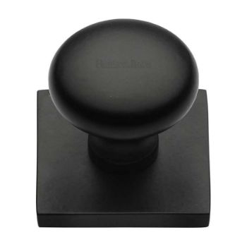 Victorian Round Design Cabinet Knob on a Backplate in Matt Black Finish - SQ113-BKMT  Victorian Round Design Cabinet Knob on a Backplate in Matt Black Finish - SQ113-BKMT