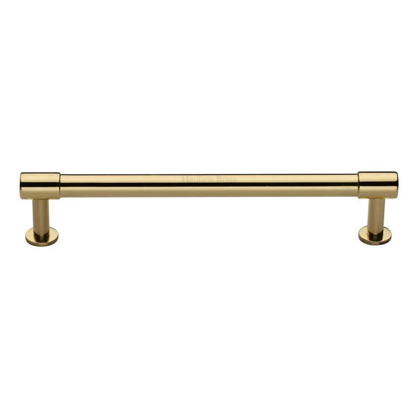 Phoenix Cabinet Pull Handle on a Rose in Polished Brass - V4435-PB 