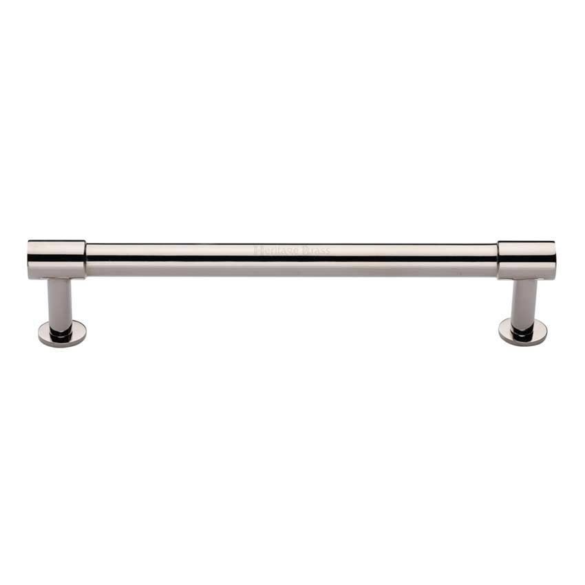 Phoenix Cabinet Pull Handle on a Rose in Polished Nickel - V4435-PNF 