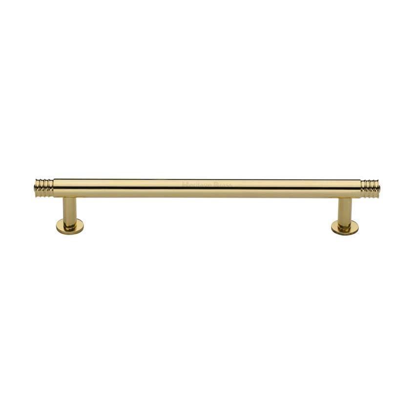 Contour Cabinet Pull Handle on a Rose in Polished Brass Finish - V4447-PB