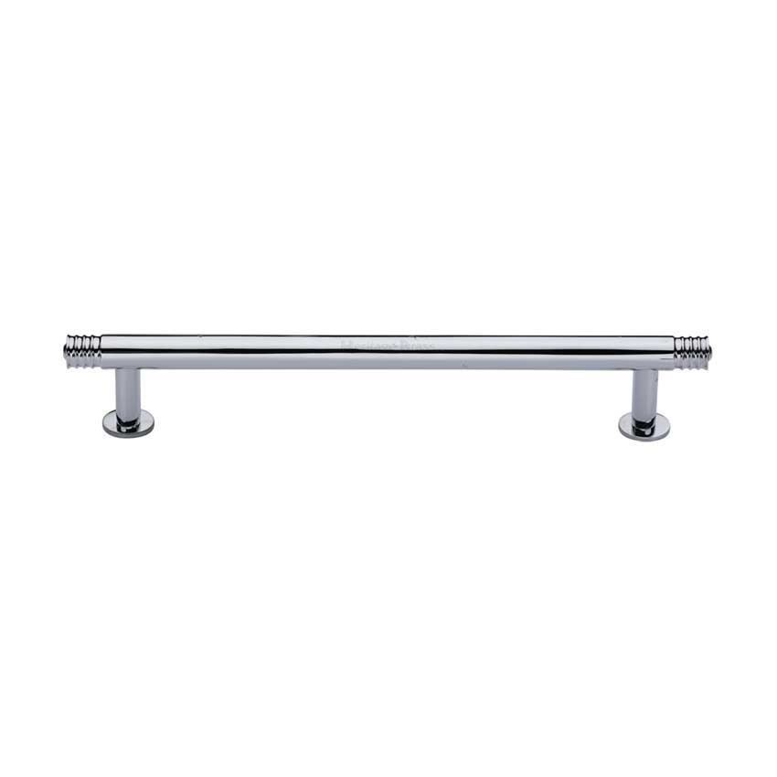 Contour Cabinet Pull Handle on a Rose in Polished Chrome Finish - V4447-PC