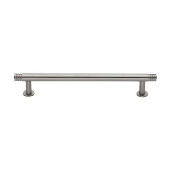 Contour Cabinet Pull Handle on a Rose in Satin Nickel Finish - V4447-SN Contour Cabinet Pull Handle on a Rose in Satin Nickel Finish - V4447-SN
