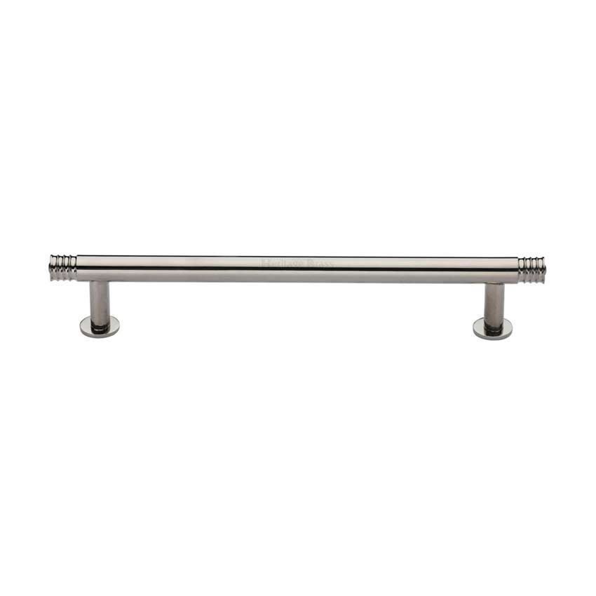 Contour Cabinet Pull Handle on a Rose in Polished Nickel Finish - V4447-PNF 