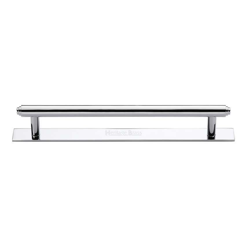 Step Cabinet Pull Handle on a Backplate in Polished Chrome Finish - PL4410-PC