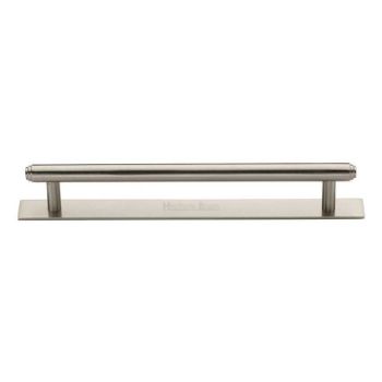 Step Cabinet Pull Handle on a Backplate in Satin Nickel Finish - PL4410-SN Step Cabinet Pull Handle on a Backplate in Satin Nickel Finish - PL4410-SN