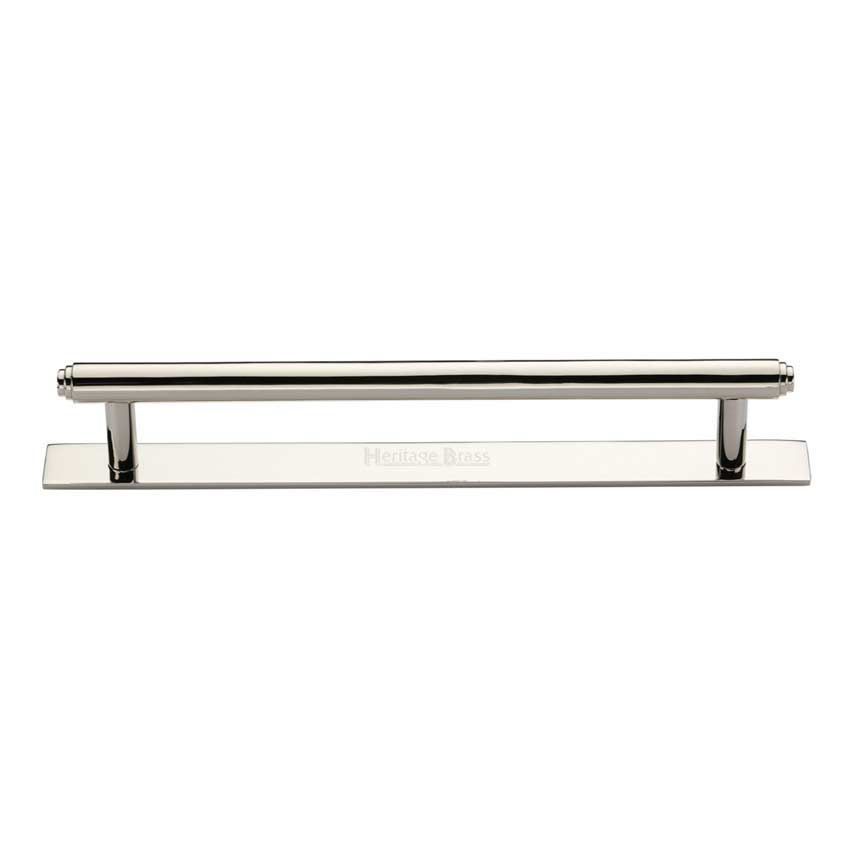 Step Cabinet Pull Handle on a Backplate in a Polished Nickel Finish - PL4410-PNF
