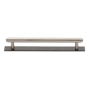 Step Cabinet Pull Handle on a Backplate in a Dual Matt Bronze/Satin Nickel Finish - PL4410-BSN  Step Cabinet Pull Handle on a Backplate in a Dual Matt Bronze/Satin Nickel Finish - PL4410-BSN