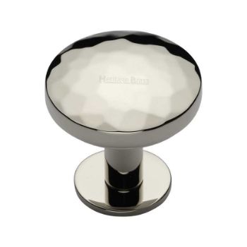 Hammered Cabinet Knob in a Polished Nickel Finish on a Rose - C3876-PNF  Hammered Cabinet Knob in a Polished Nickel Finish on a Rose - C3876-PNF