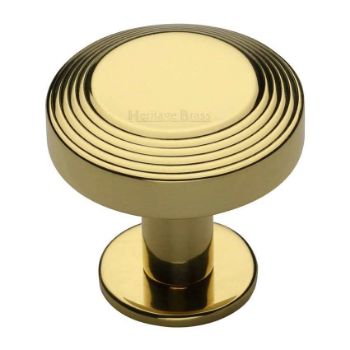 Ridge Cabinet Knob on a Rose in Polished Brass - C3958-PB Ridge Cabinet Knob on a Rose in Polished Brass - C3958-PB