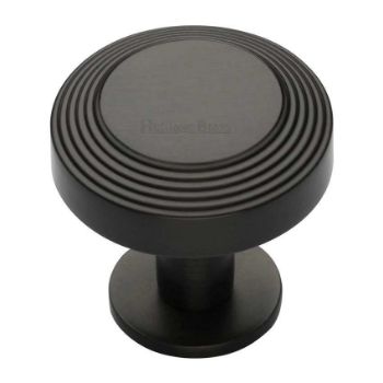 Ridge Cabinet Knob on a Rose in Matt Bronze - C3958-MB  Ridge Cabinet Knob on a Rose in Matt Bronze - C3958-MB
