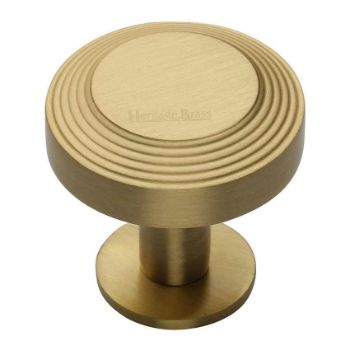 Ridge Cabinet Knob on a Rose in Satin Brass - C3958-SB Ridge Cabinet Knob on a Rose in Satin Brass - C3958-SB