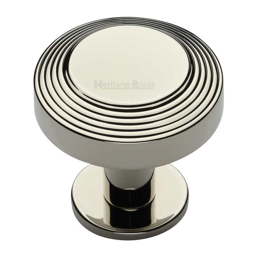 Ridge Cabinet Knob on a Rose in Polished Nickel - C3958-PNF