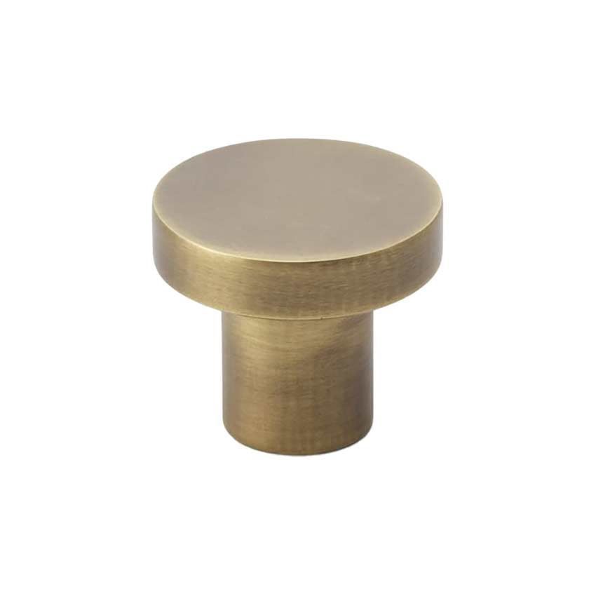 Alexander and Wilks Hanover Plain Cupboard Knob in Antique Brass - AW821- AB	
