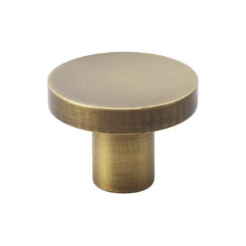 Alexander and Wilks Hanover Plain Cupboard Knob in Antique Brass - AW821- AB	