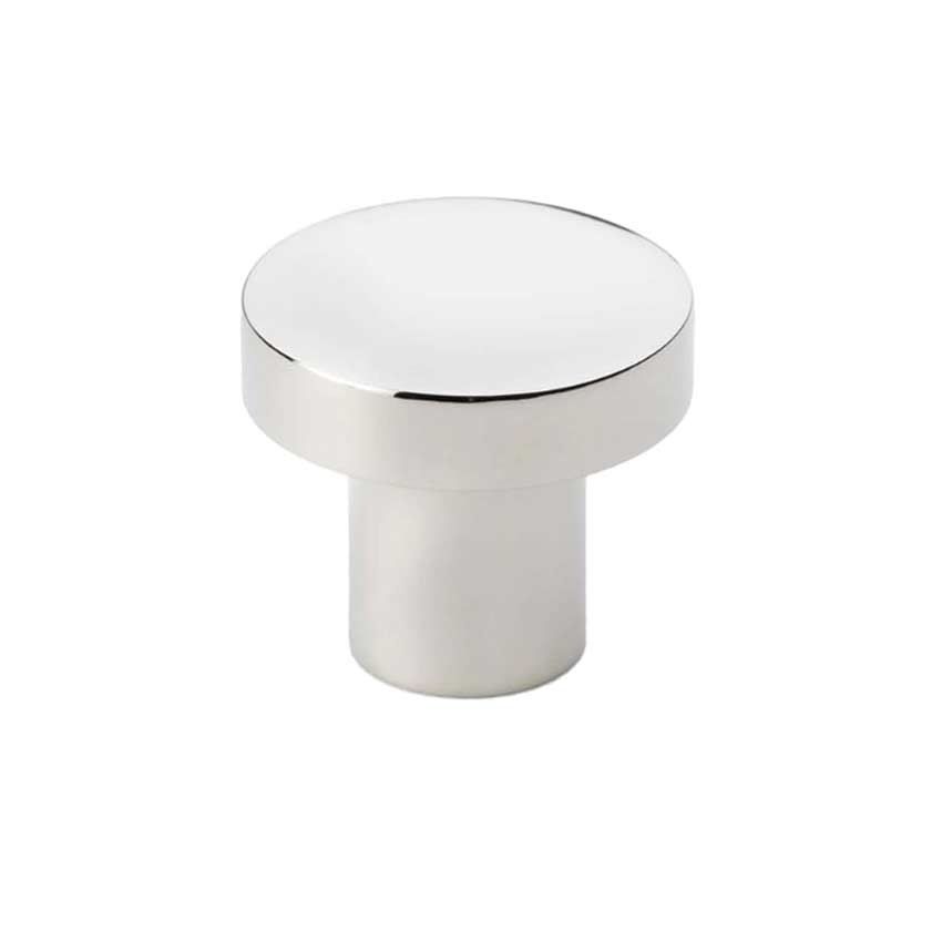 Alexander and Wilks Hanover Plain Cupboard Knob in Polished Nickel - AW821-PN 