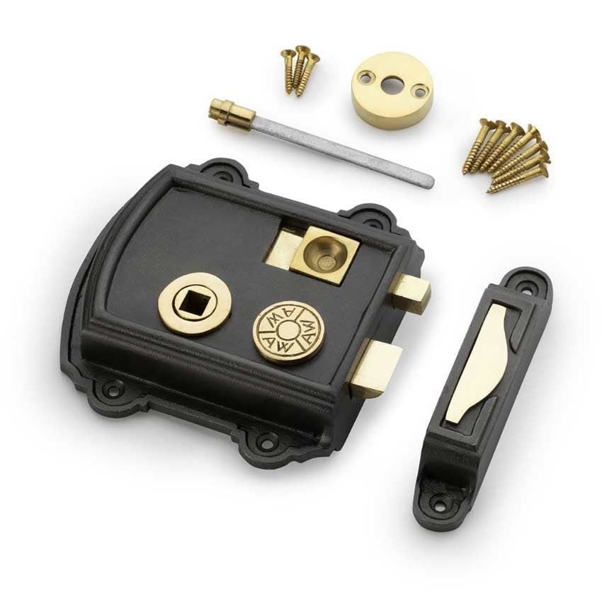 Alexander and Wilks Braithwaite Rim Lock - Cast Iron - AW102BL