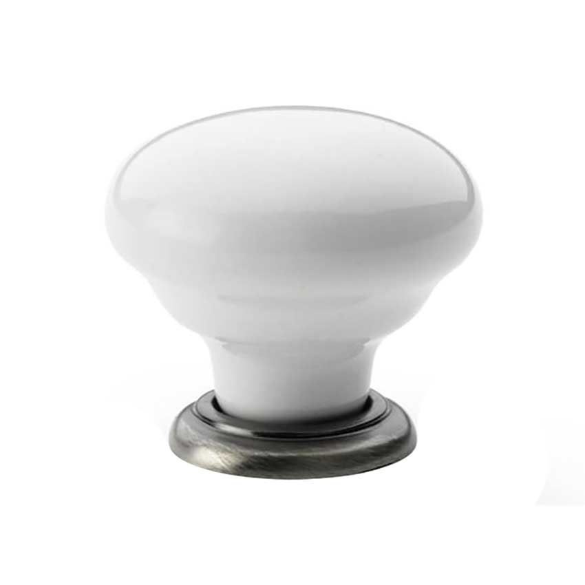 Alexander and Wilks Ceramic Cupboard Knob - AW850-34-WH/AN