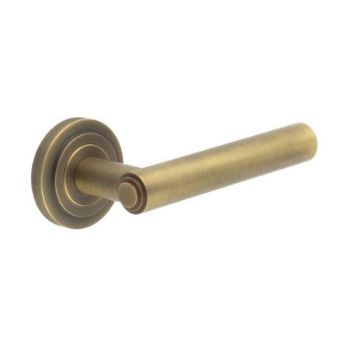 Richmond Lever on a Rose - Antique Brass - BUR45AB