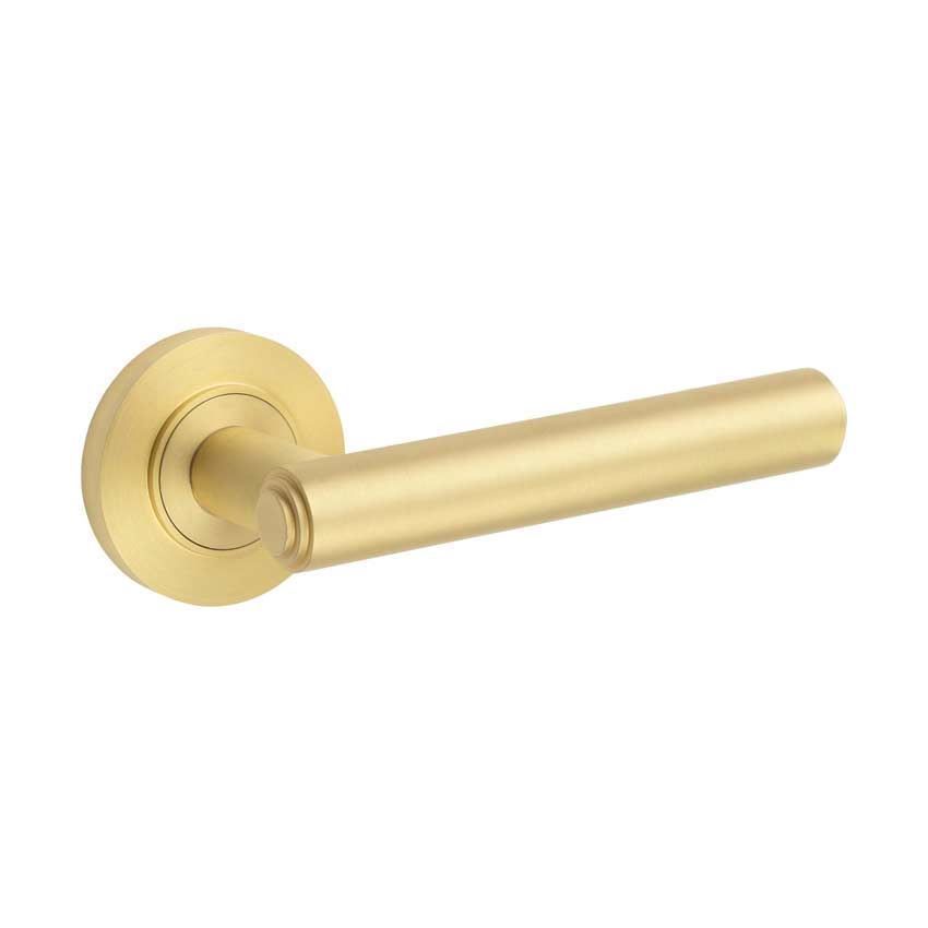 Richmond Lever on a Rose - Satin Brass - BUR45SB