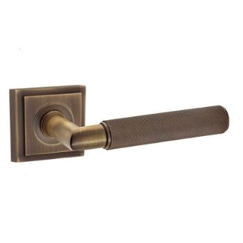 Piccadilly Lever on a Stepped Square Rose - Antique Brass - BUR40AB BUR152AB  Piccadilly Lever on a Stepped Square Rose - Antique Brass - BUR40AB BUR152AB