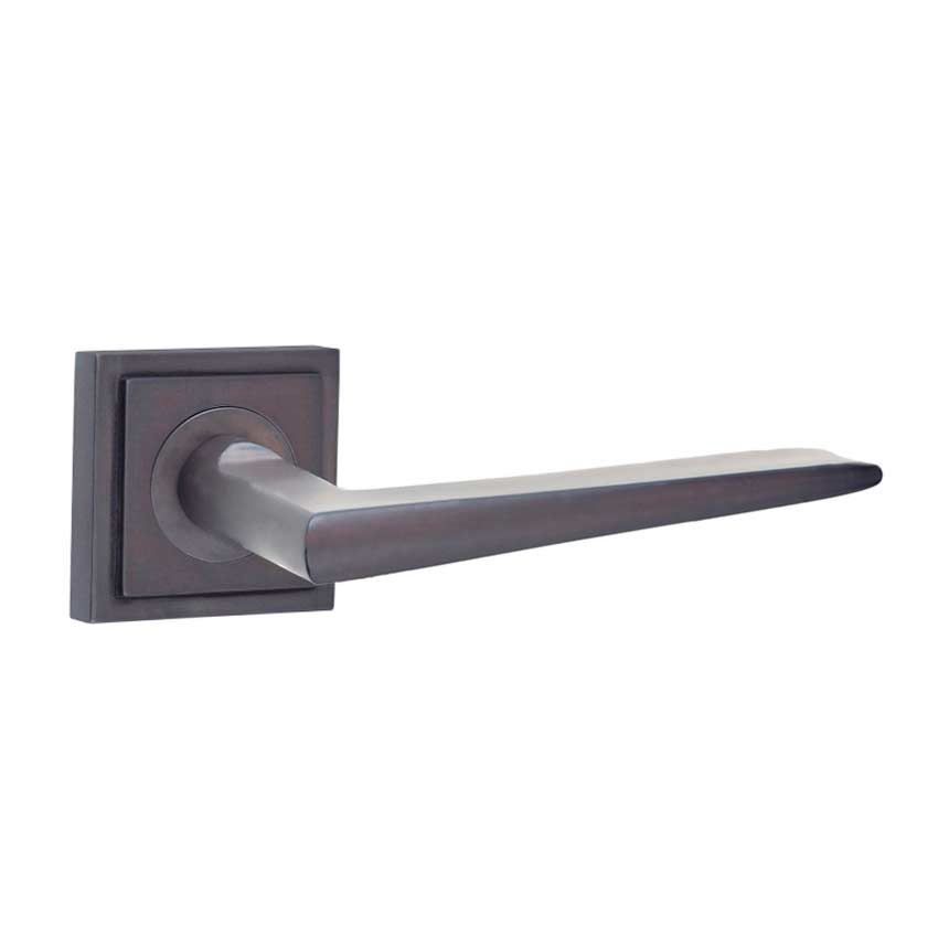 Mayfair Lever on a Stepped Square Rose - Dark Bronze - BUR10DB BUR152DB