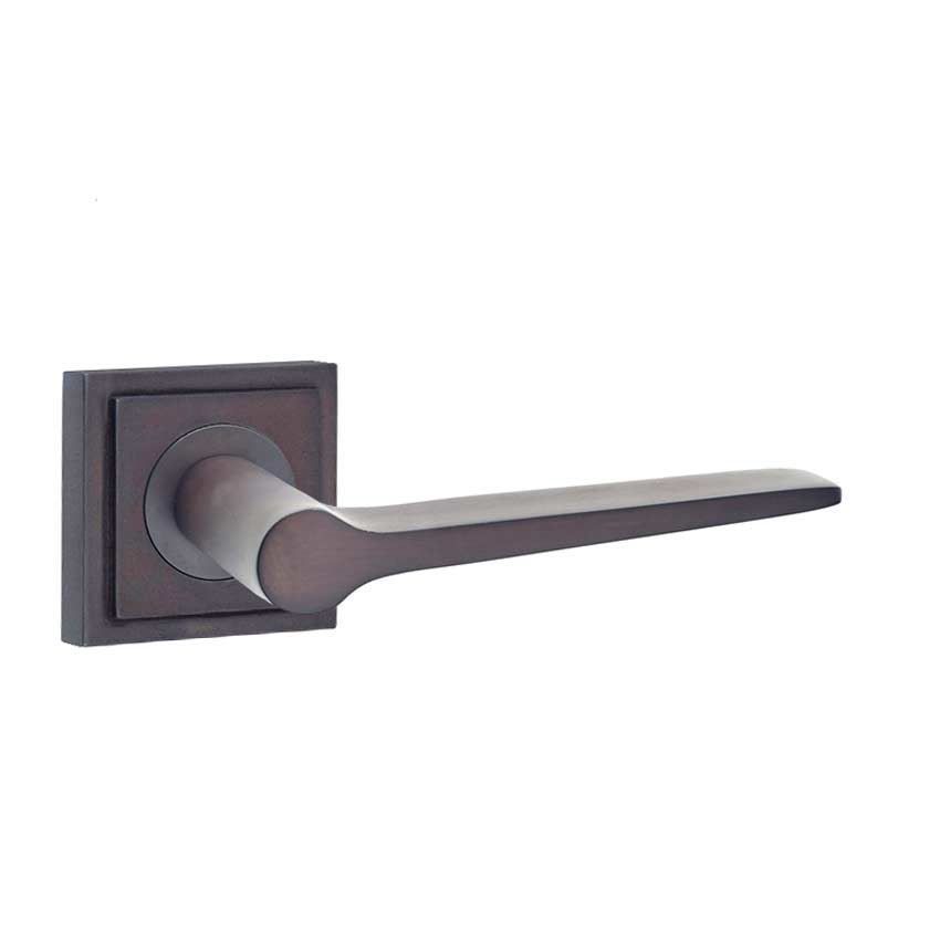 Knightsbridge Lever on a Stepped Square Rose - Dark Bronze - BUR20DB BUR152DB 