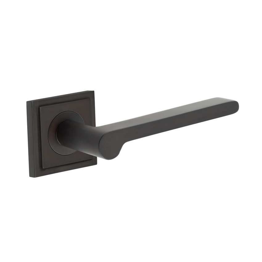 Fitzrovia Lever on a Stepped Square Rose - Dark Bronze - BUR15DB BUR152DB