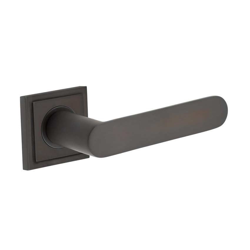 Kensington Lever on a Stepped Square Rose - Dark Bronze - BUR25DB BUR152DB 