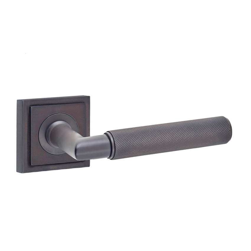 Piccadilly Lever on a Stepped Square Rose - Dark Bronze - BUR40DB BUR152DB 