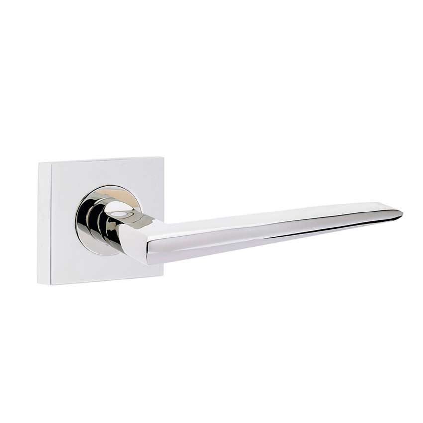 Mayfair Lever on a Plain Square Rose - Polished Nickel - BUR10PN BUR150PN