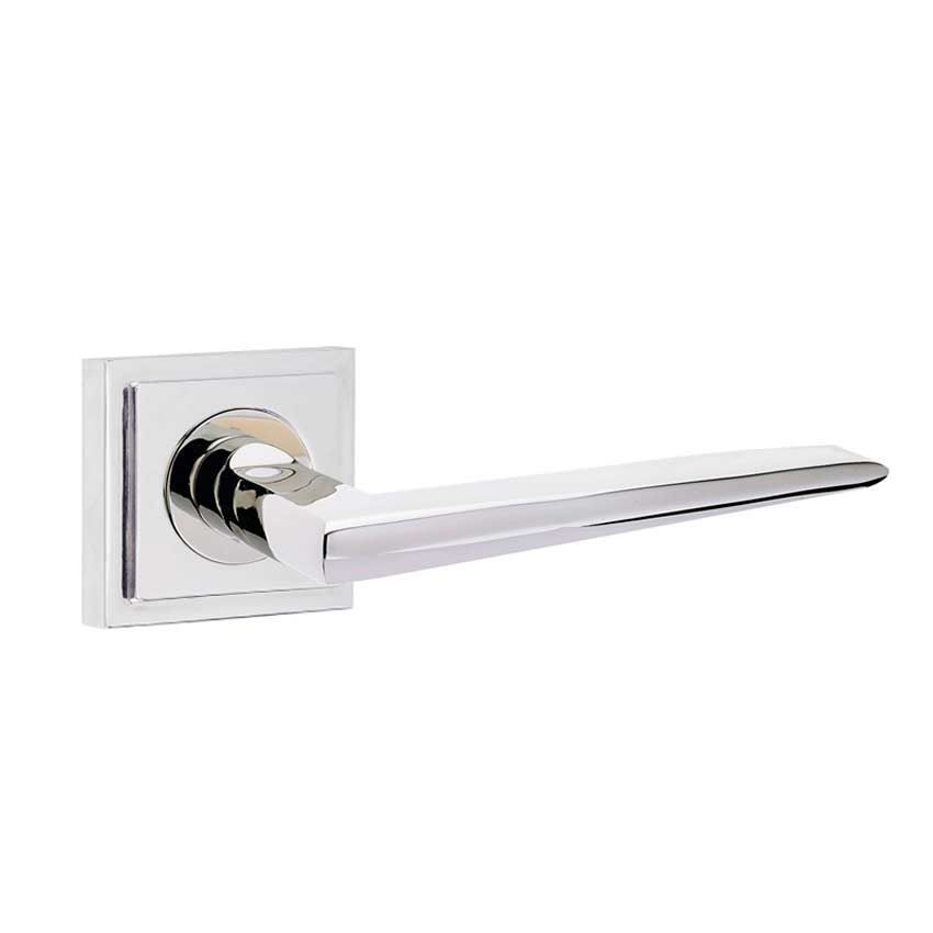 Mayfair Lever on a Stepped Square Rose - Polished Nickel - BUR10PN BUR152PN