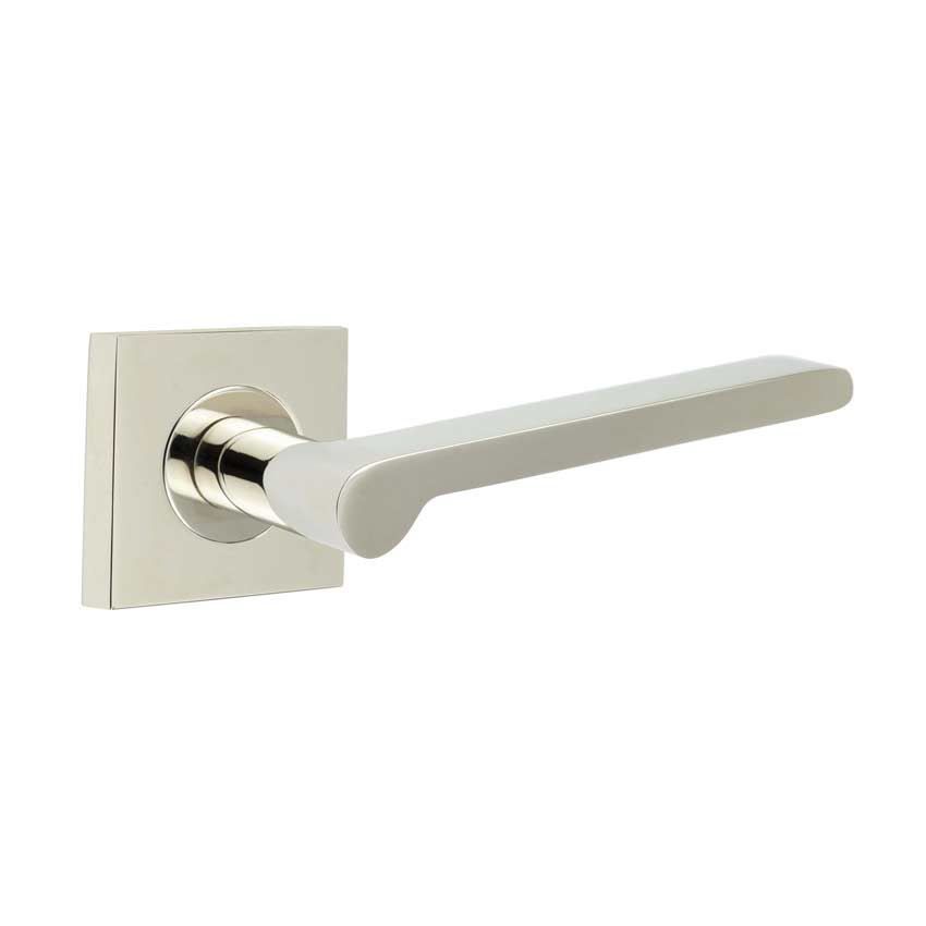 Fitzrovia Lever on a Plain Square Rose - Polished Nickel - BUR15PN BUR150PN 