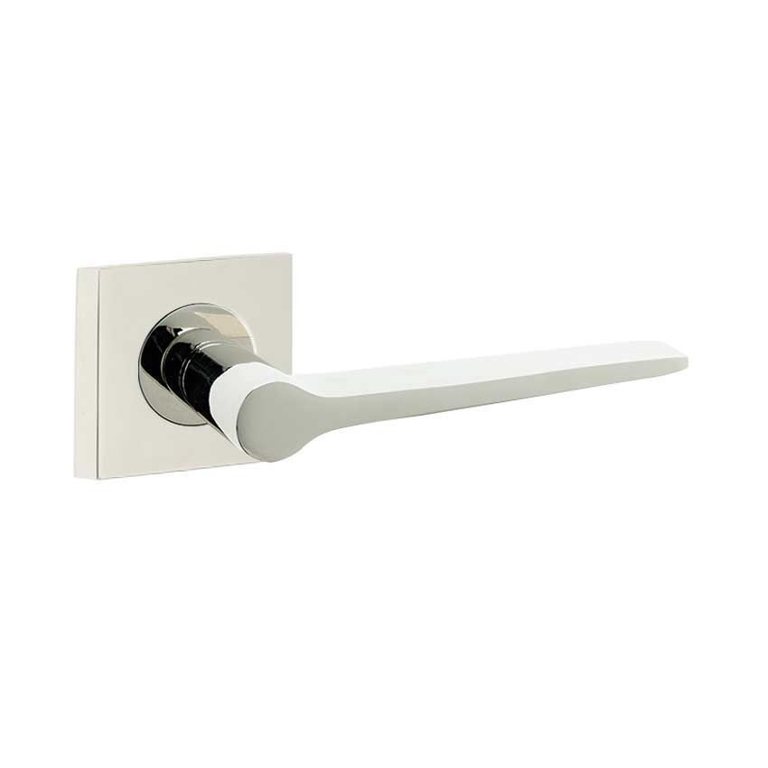 Knightsbridge Lever on a Plain Square Rose - Polished Nickel - BUR20PN BUR150PN 