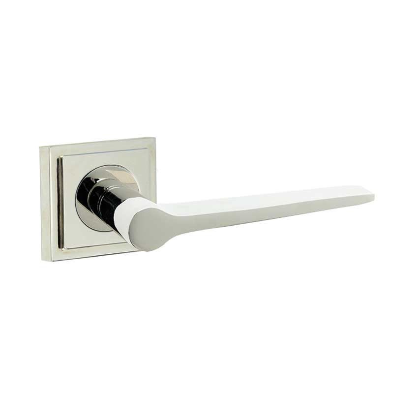 Knightsbridge Lever on a Stepped Square Rose - Polished Nickel - BUR20PN BUR152PN