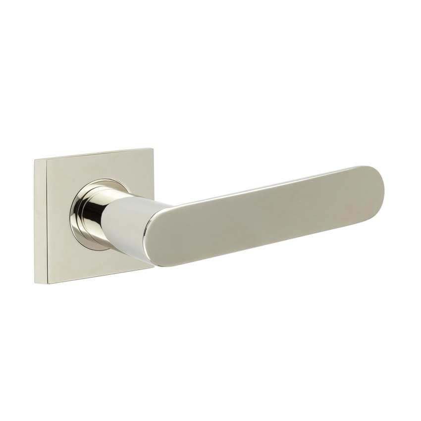 Kensington Lever on a Plain Square Rose - Polished Nickel - BUR25PN BUR150PN