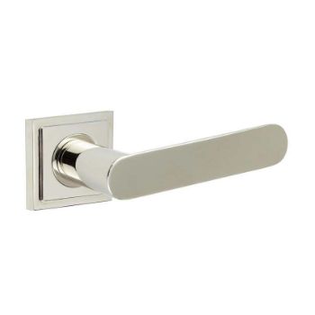 Kensington Lever on a Stepped Square Rose - Polished Nickel - BUR25PN BUR152PN Kensington Lever on a Stepped Square Rose - Polished Nickel - BUR25PN BUR152PN