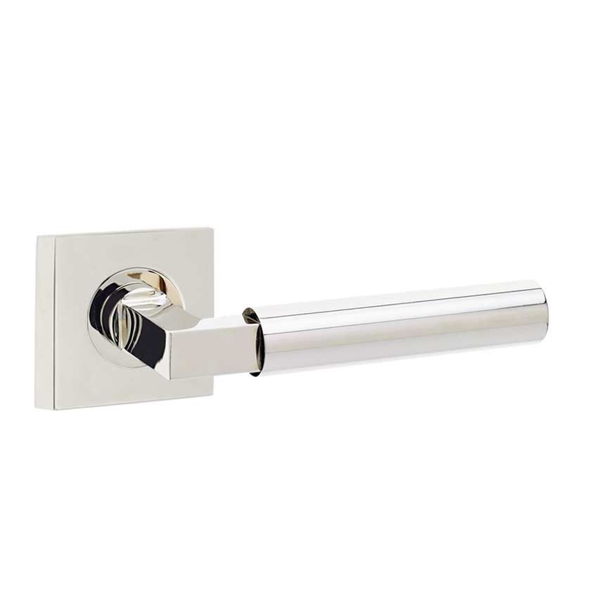 Westminster Lever on a Plain Square Rose - Polished Nickel - BUR30PN BUR150PN