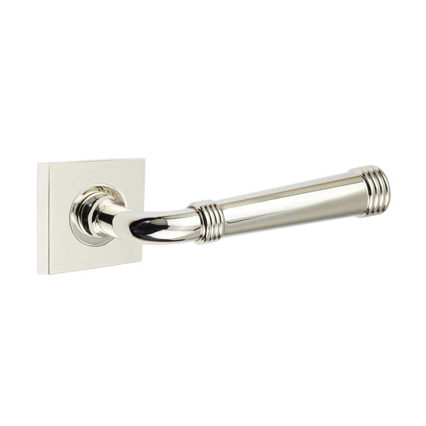 Highgate Lever on a Plain Square Rose - Polished Nickel - BUR35PN BUR150PN