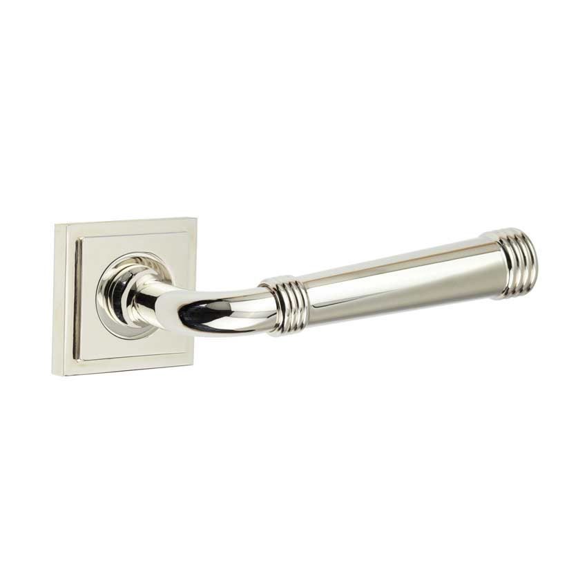 Highgate Lever on a Stepped Square Rose - Polished Nickel - BUR35PN BUR152PN 