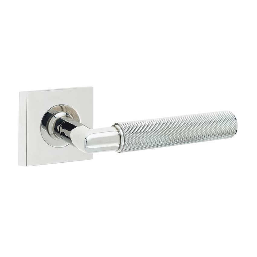 Piccadilly Lever on a Plain Square Rose - Polished Nickel - BUR40PN BUR150PN